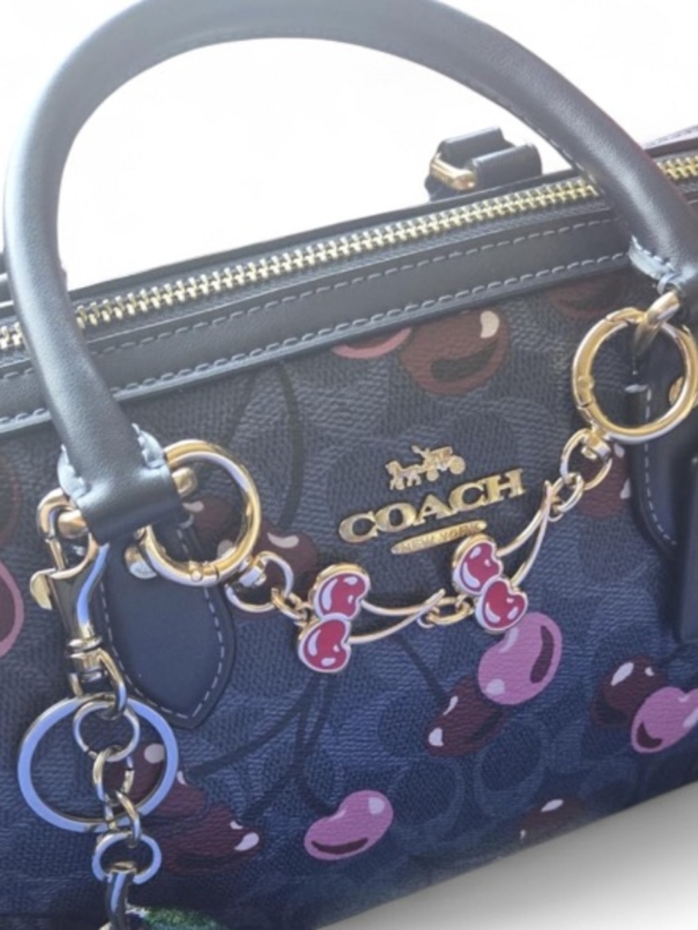 🆕🍒 Double Cherry Charm Bag Extension 5” x 1” NWT
